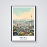 Seoul Tower Vintage Travel Poster