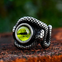 Serpent Snake Gem Ring — vista frontale