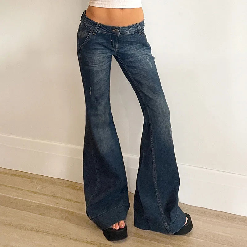 Sexy Low Waist Y2K Skinny Flare Jeans — vista posteriore