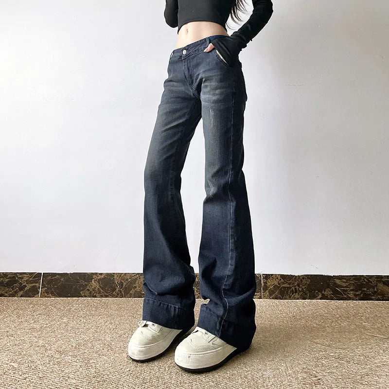 Sexy Low Waist Y2K Skinny Flare Jeans — dettaglio della stampa