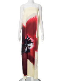 Sexy Strapless Floral Print Maxi Summer Dress — vista completa