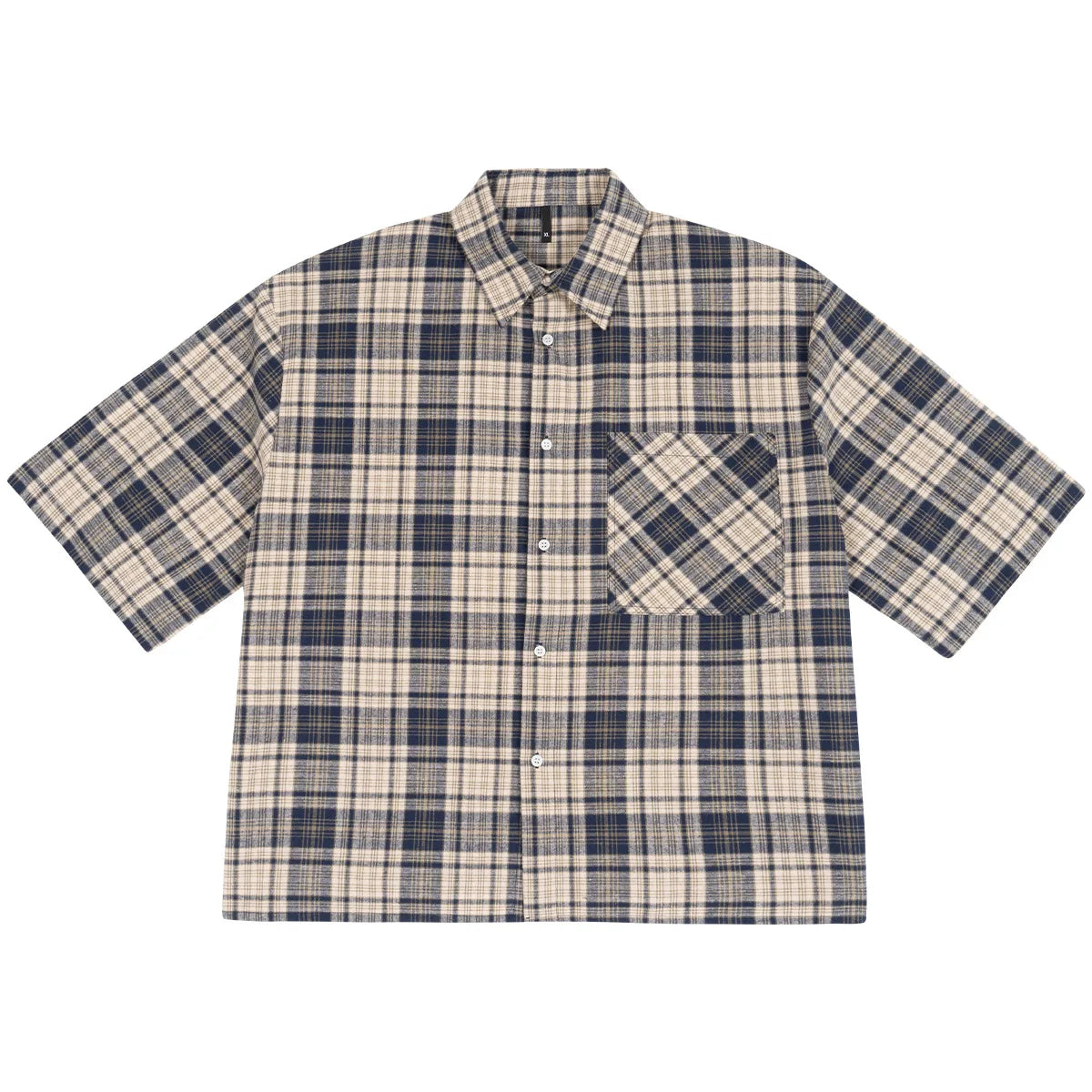 Short Plaid Y2K Work Shirt — vista frontale
