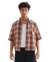 Short Plaid Y2K Work Shirt — dettaglio