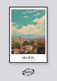 Skopje Vintage Travel Poster — vista posteriore