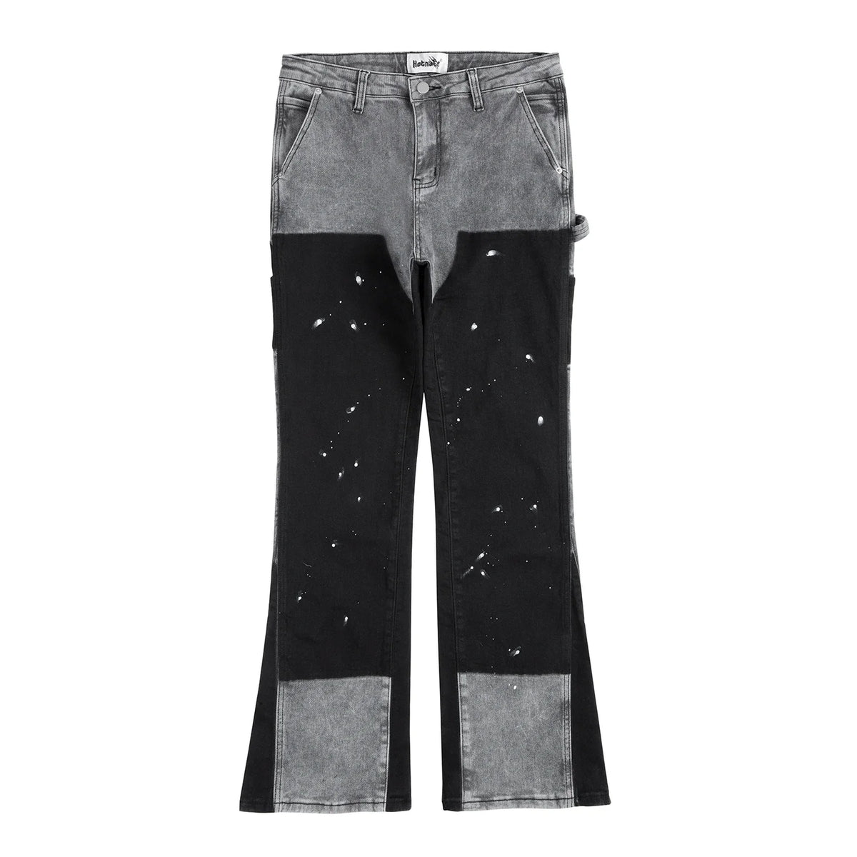 Spliced Speckled Ink Y2K Micro Flare Carpenter Denim Jeans — in alternativa