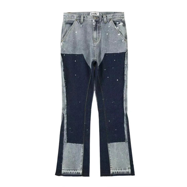 Spliced Speckled Ink Y2K Micro Flare Carpenter Denim Jeans