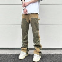 Spliced Speckled Ink Y2K Micro Flare Carpenter Denim Jeans — vista laterale