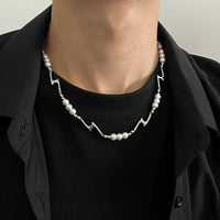 Splicing Lightning Imitation Pearl Necklace & Bracelet — dettaglio del tessuto