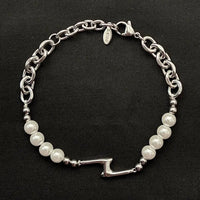 Splicing Lightning Imitation Pearl Necklace & Bracelet — vista posteriore