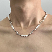 Splicing Lightning Imitation Pearl Necklace & Bracelet — dettaglio