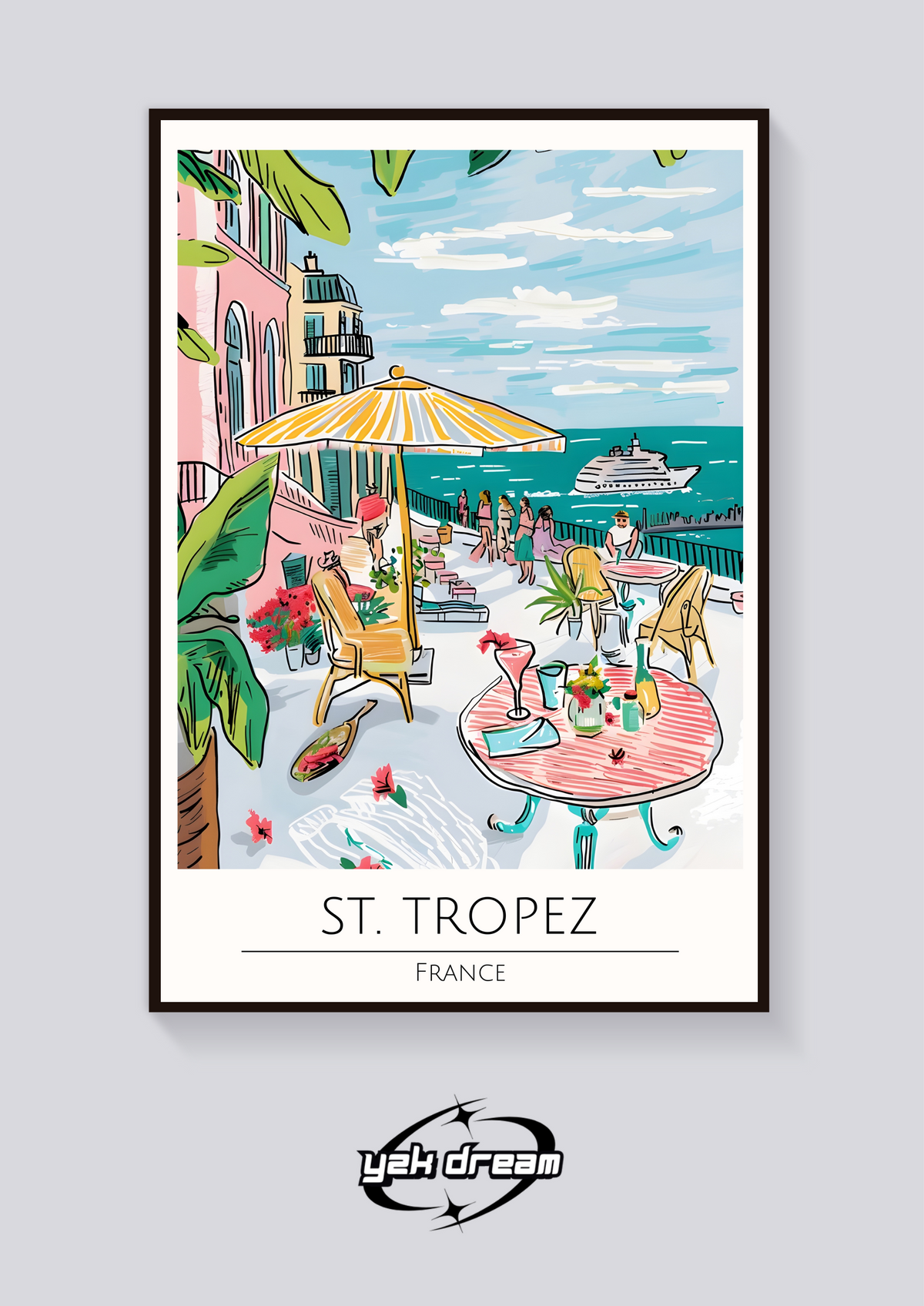 St. Tropez Cafe Poster — vista posteriore
