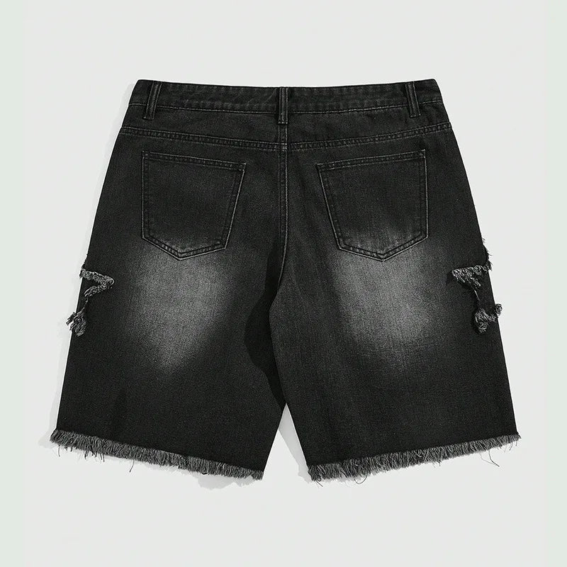 Star Embroidered Y2K Baggy Washed Shorts Jorts — dettaglio