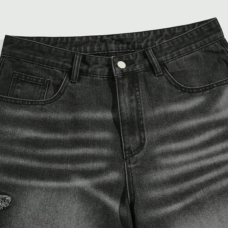 Star Embroidered Y2K Baggy Washed Shorts Jorts — dettaglio della stampa