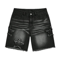 Star Embroidered Y2K Baggy Washed Shorts Jorts — vista frontale