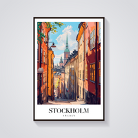 Stockholm Street View Vintage Poster — vista frontale