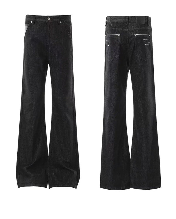 Streetwear Y2K Contrast Stitch Skinny Flared Jeans — vista frontale