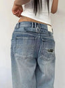 Summer Y2K Washed Distressed Baggy Rhinestone Jeans