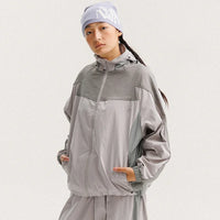 Unisex Y2K Baggy Outdoor Splice Design Hooded Waterproof Jacket Coat — vista laterale