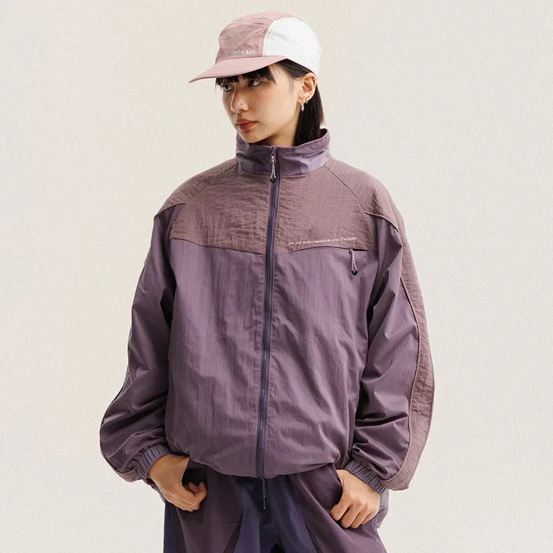 Unisex Y2K Baggy Outdoor Splice Design Hooded Waterproof Jacket Coat — dettaglio del tessuto