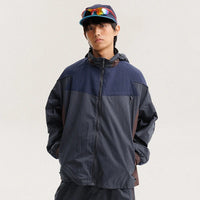 Unisex Y2K Baggy Outdoor Splice Design Hooded Waterproof Jacket Coat — vista completa