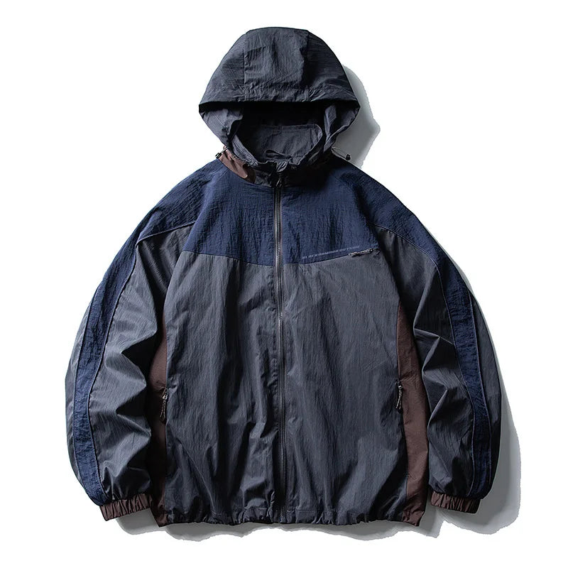Unisex Y2K Baggy Outdoor Splice Design Hooded Waterproof Jacket Coat — dettaglio