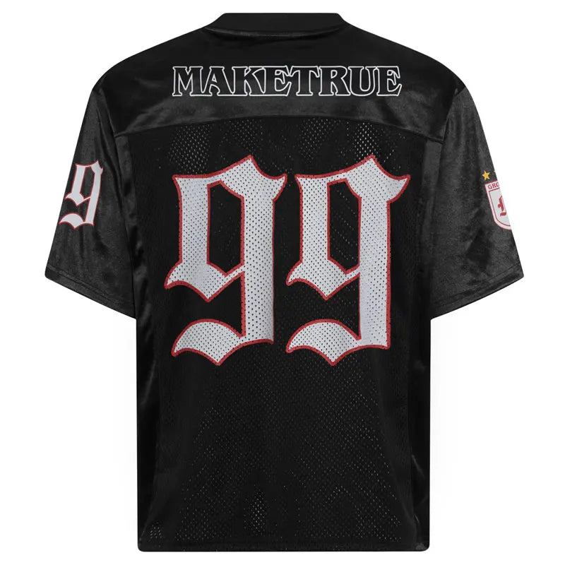 V Neck "Growing 99" Vintage Y2K Football Jersey — vista posteriore