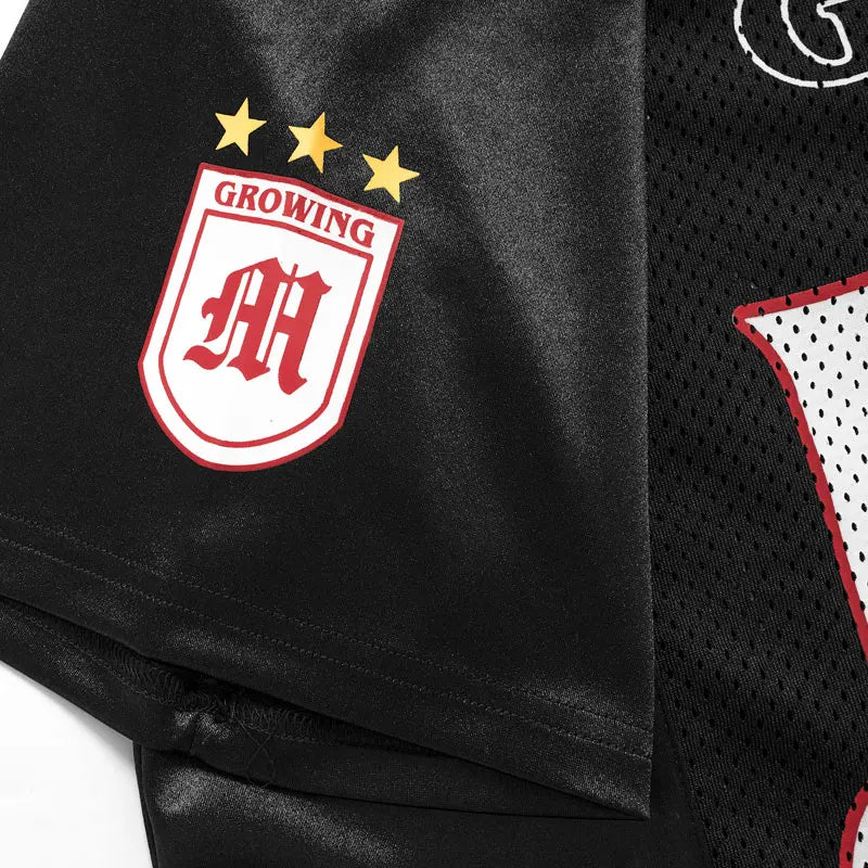 V Neck "Growing 99" Vintage Y2K Football Jersey — dettaglio della stampa