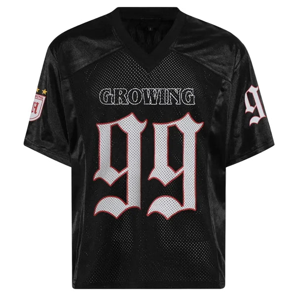 V Neck "Growing 99" Vintage Y2K Football Jersey — vista frontale