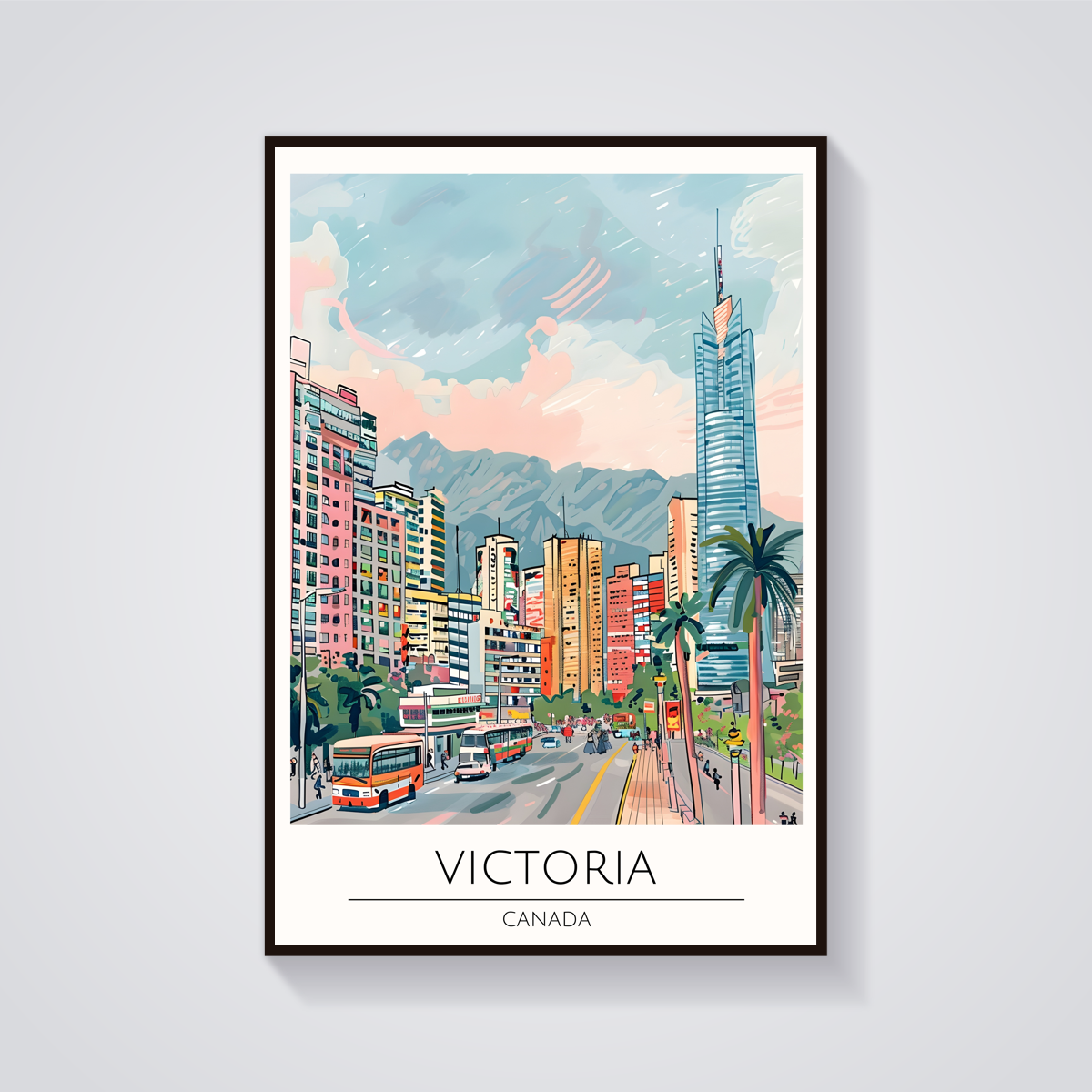 Victoria Canada Travel Poster — vista frontale