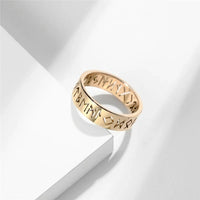 Viking Scripture Rune Ring — vista frontale