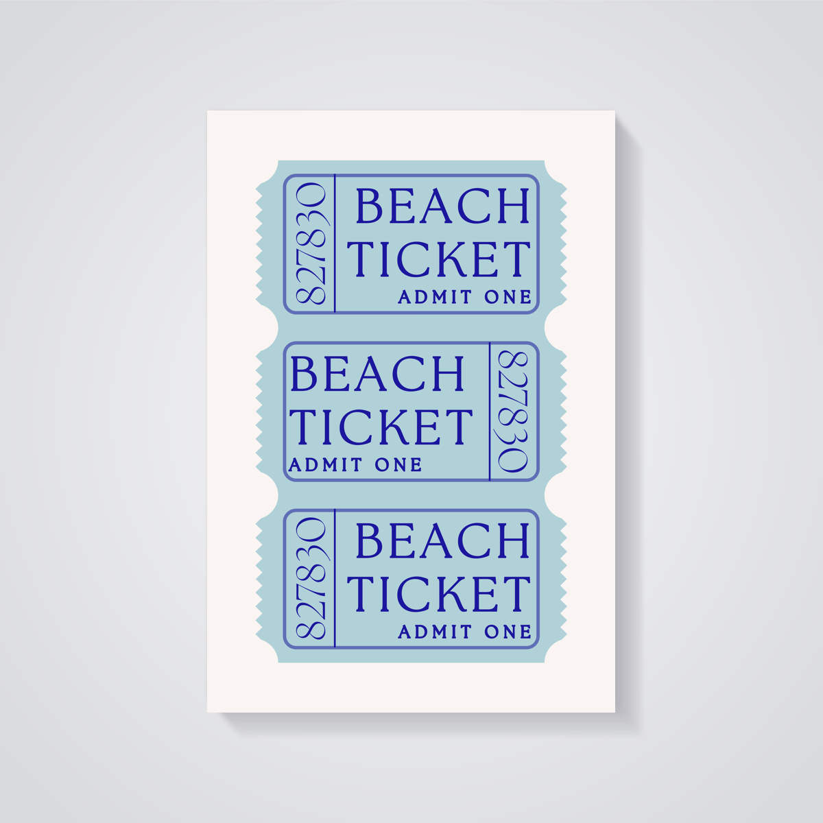 Vintage Beach Ticket Poster — vista posteriore