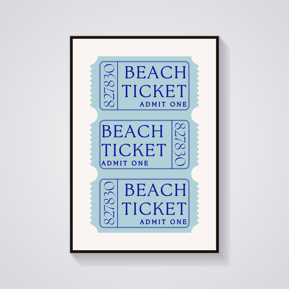 Vintage Beach Ticket Poster — vista frontale