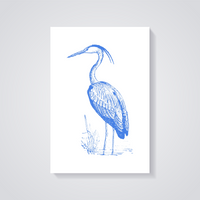 Vintage Blue Heron Seaside Poster — vista posteriore