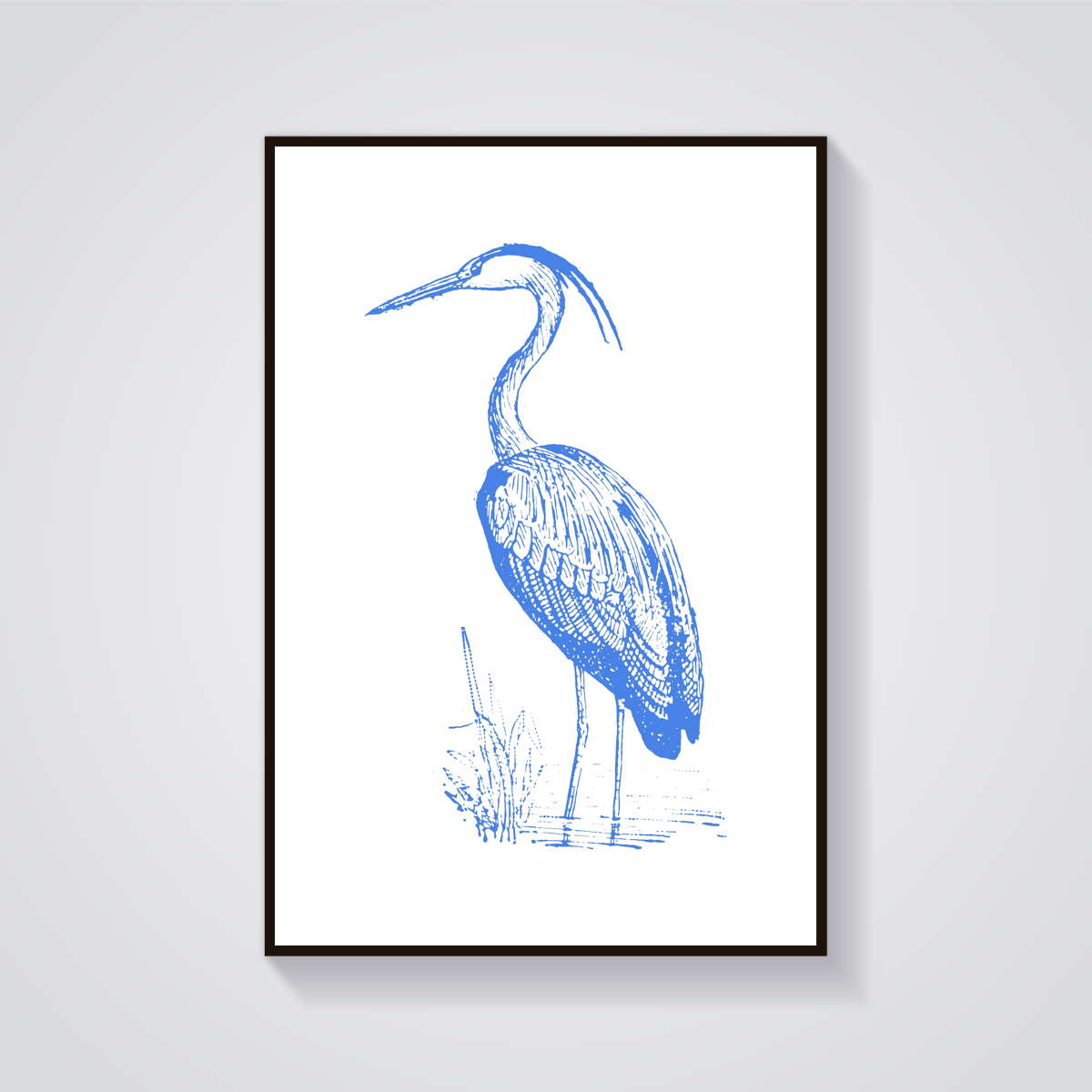 Vintage Blue Heron Seaside Poster — vista frontale