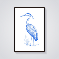 Vintage Blue Heron Seaside Poster — vista frontale
