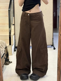 Vintage Brown Y2K Wide Leg Cargo Jeans — vista posteriore