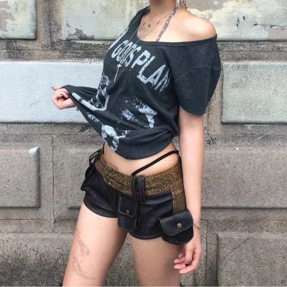 Vintage Grunge Y2K Gods Plan Graphic Off Shoulder Top — dettaglio