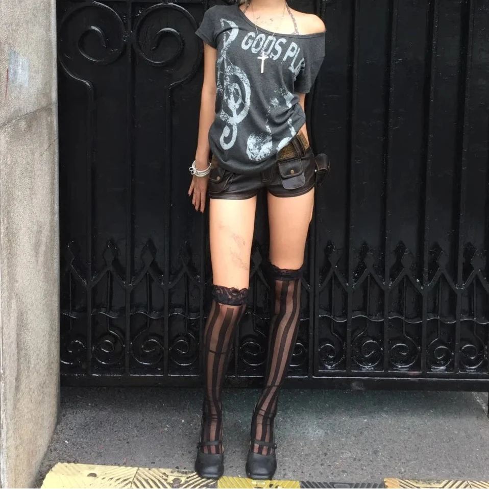 Vintage Grunge Y2K Gods Plan Graphic Off Shoulder Top — in alternativa