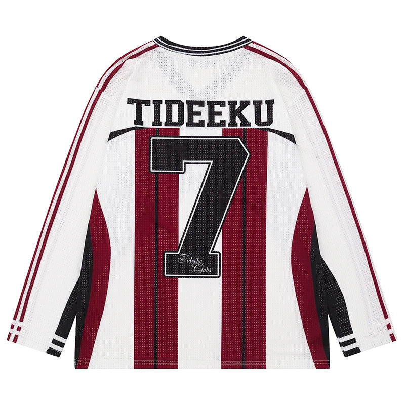 Vintage Mesh Striped Soccer Long Sleeve Jersey — dettaglio