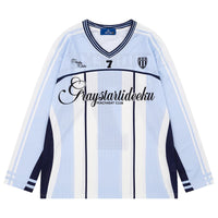 Vintage Mesh Striped Soccer Long Sleeve Jersey — vista frontale