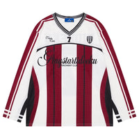 Vintage Mesh Striped Soccer Long Sleeve Jersey — vista posteriore