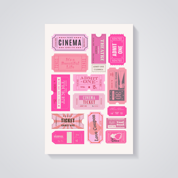 Vintage Pink Ticket Stub Poster