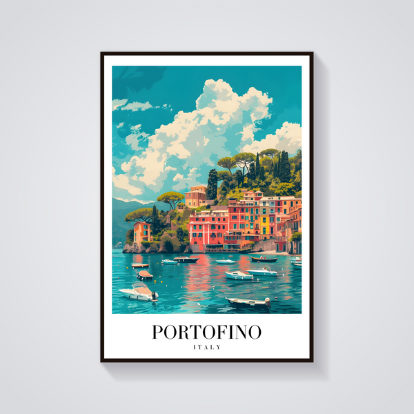 Vintage Portofino Italy Poster — vista frontale