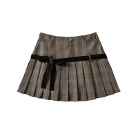 Vintage Preppy Y2K A Line Old Money Pleated Plaid Mini Skirt — dettaglio
