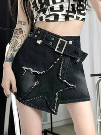 Vintage Star Y2K High Waist Denim Mini Skirt — dettaglio della stampa