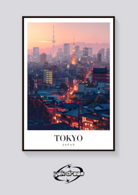 Vintage Tokyo Skyline Poster — vista posteriore