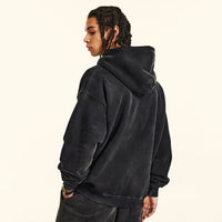 Vintage Y2K Cross Graphic Distressed Baggy Hoodie — dettaglio della stampa