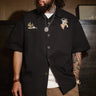 Vintage Y2K Embroidered Cuban Collar Short Sleeve Work Shirt