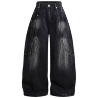 Vintage Y2K Embroidered Tube Baggy Wide Leg Jeans — vista posteriore