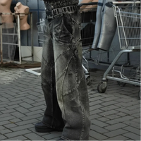 Vintage Y2K Grunge Spliced Baggy Jeans — vista frontale